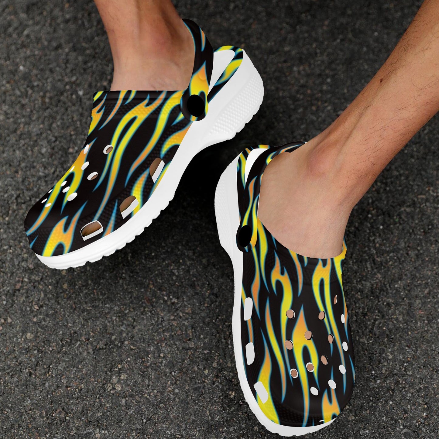 Flame Fire Yellow Pattern Unisex Clogs Shoes