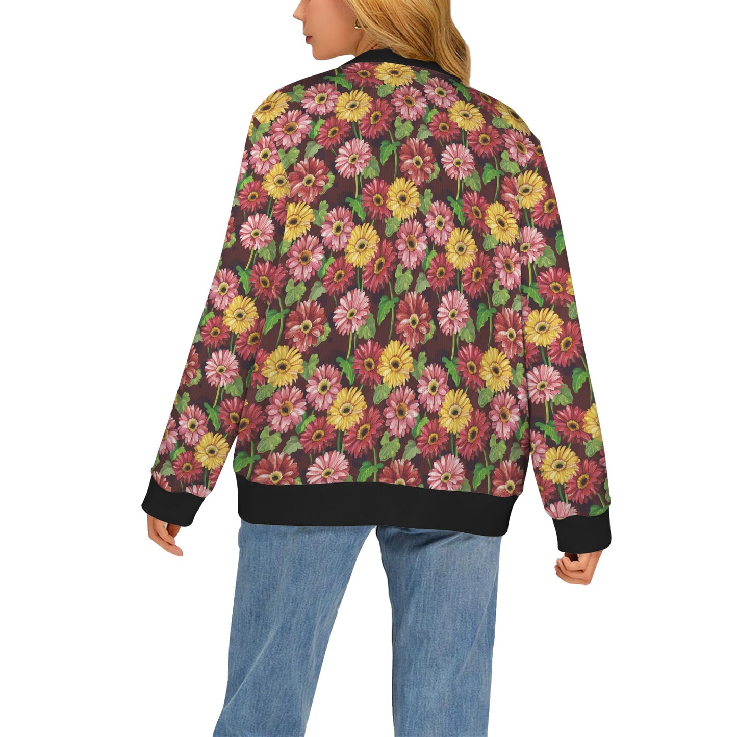 Daisy Gerbera Print Pattern Women's Cardigan