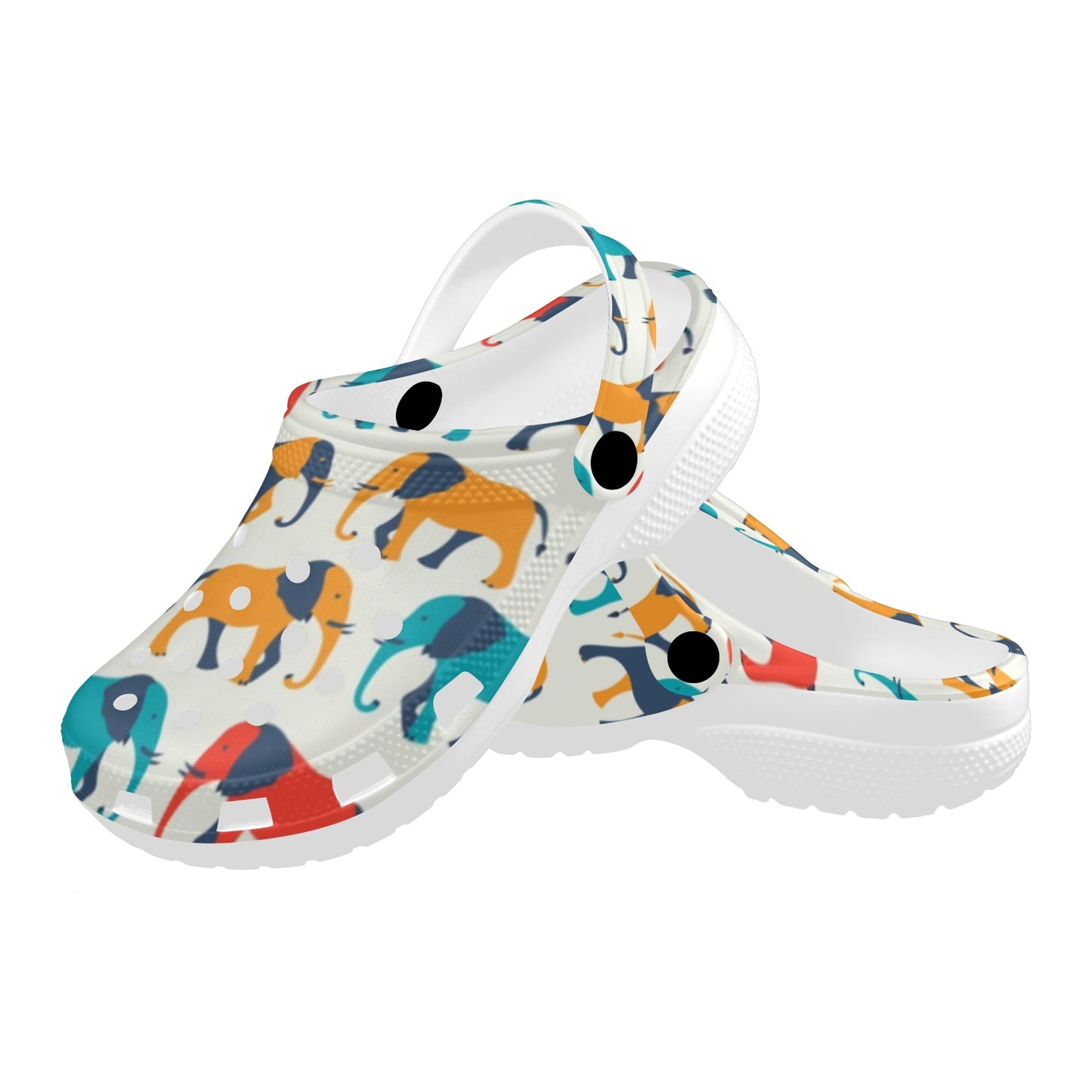 Elephant Colorful Print Pattern Unisex Clogs Shoes
