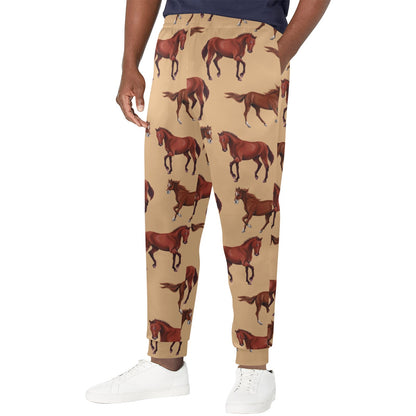 Brown Horse Print Pattern Men's Casual Track Pants