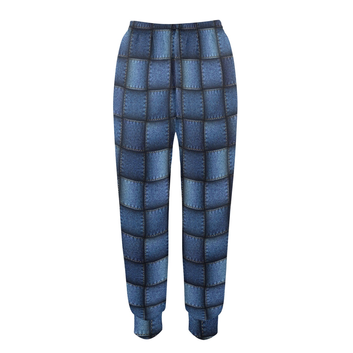 Denim patchwork Design Print Pattern JJ078 Women's Casual Track Pants