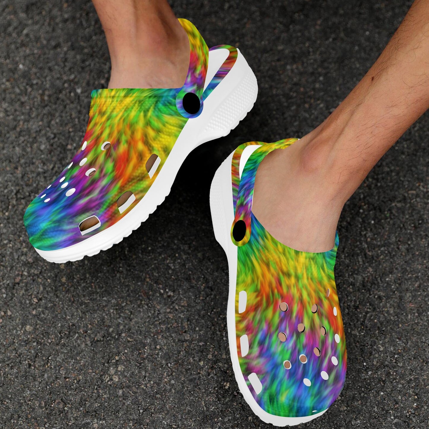 Rainbow Fur Design Print Unisex Clogs Shoes