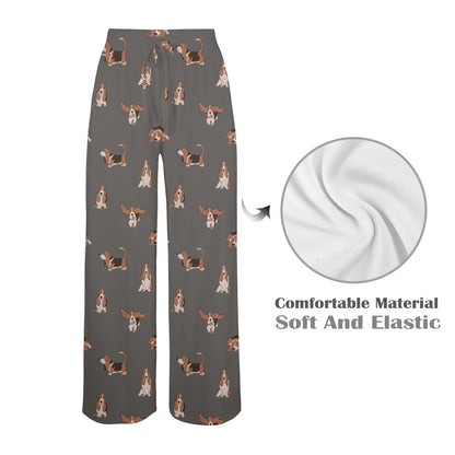 Basset Hound Pattern Print Design 03 Women's Wide Leg Lounge Pants