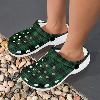 Green Tartan Plaid Pattern Unisex Clogs Shoes
