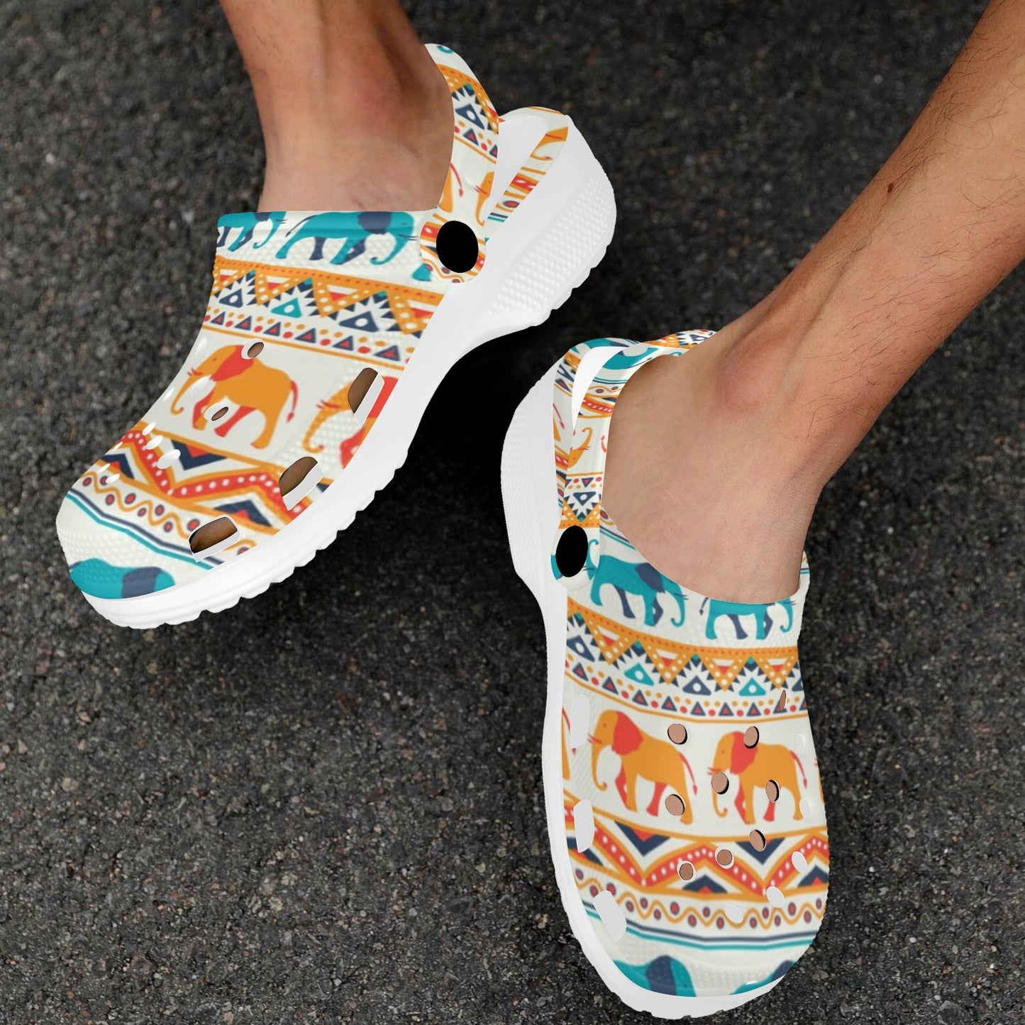 Elephant Aztec Ethnic Print Pattern Unisex Clogs Shoes
