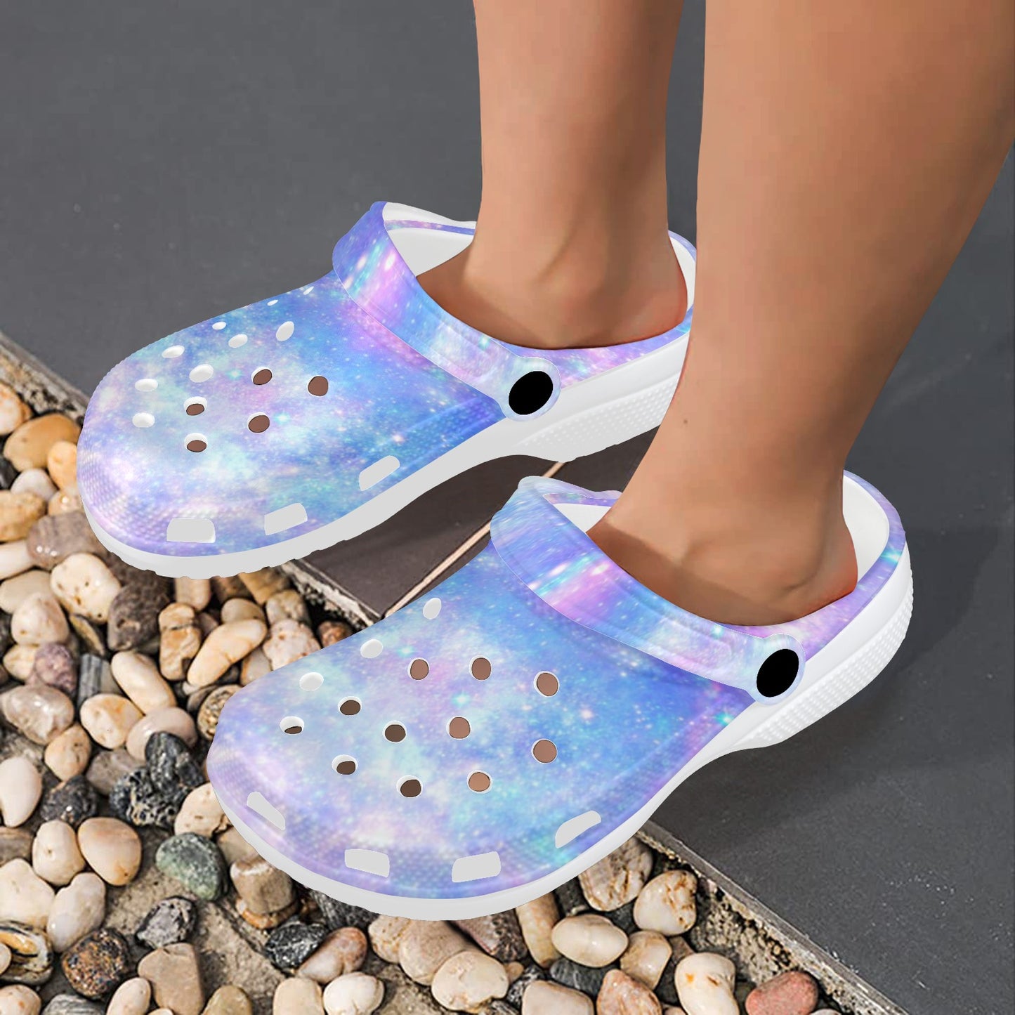 Galaxy Stardust Pastel Color Print Unisex Clogs Shoes