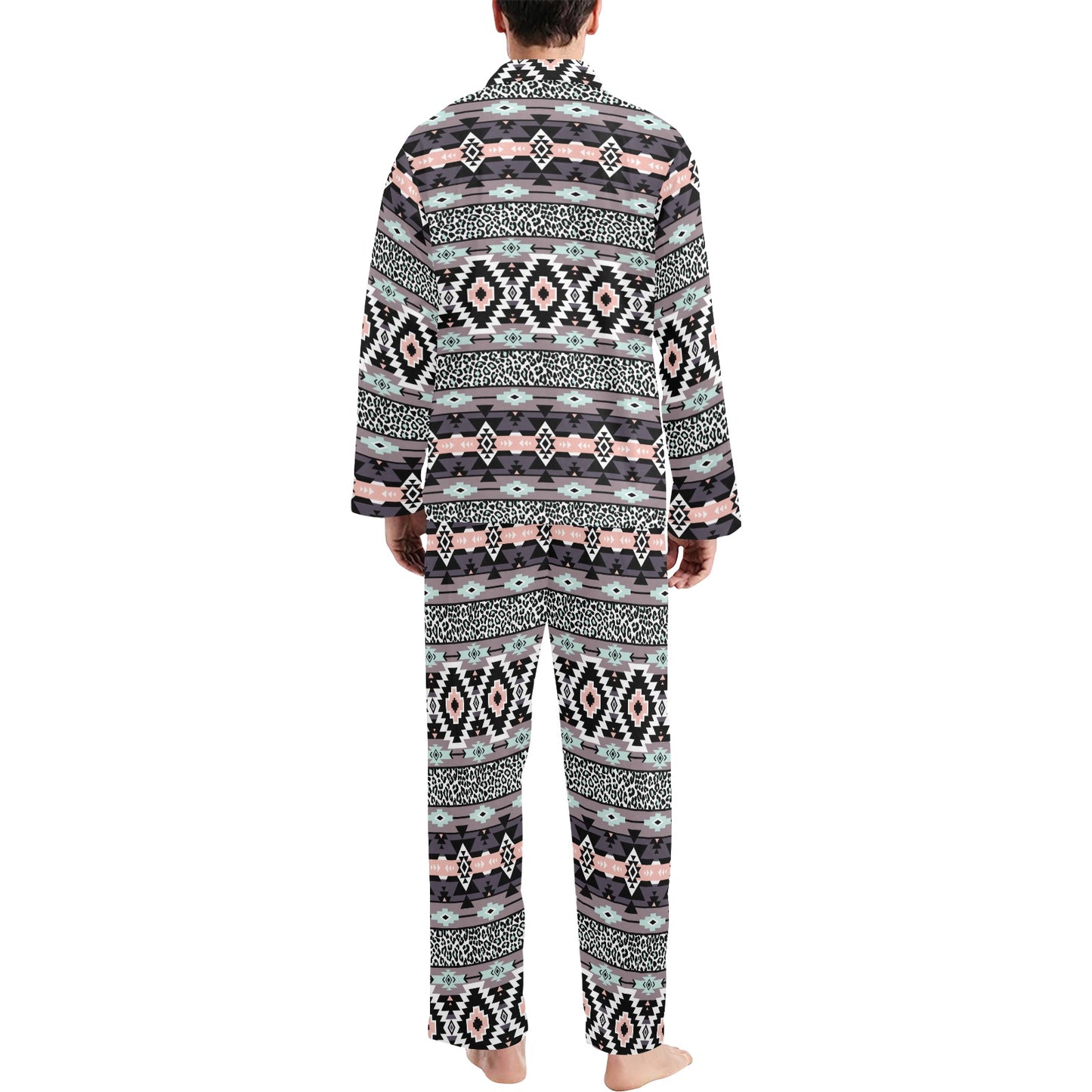 Safari Pattern Print Design LKS302 Men's Long Pajama Set