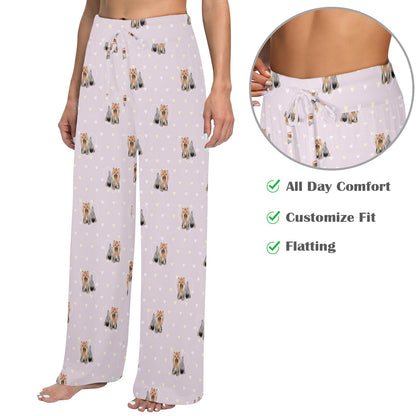 Yorkshire Terriers Print Design LKS302 Women's Wide Leg Lounge Pants