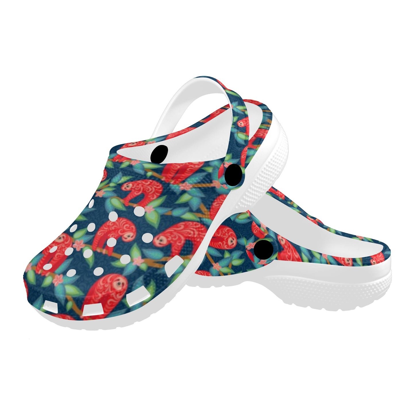 Sloth Red Design Themed Print Unisex Clogs Shoes
