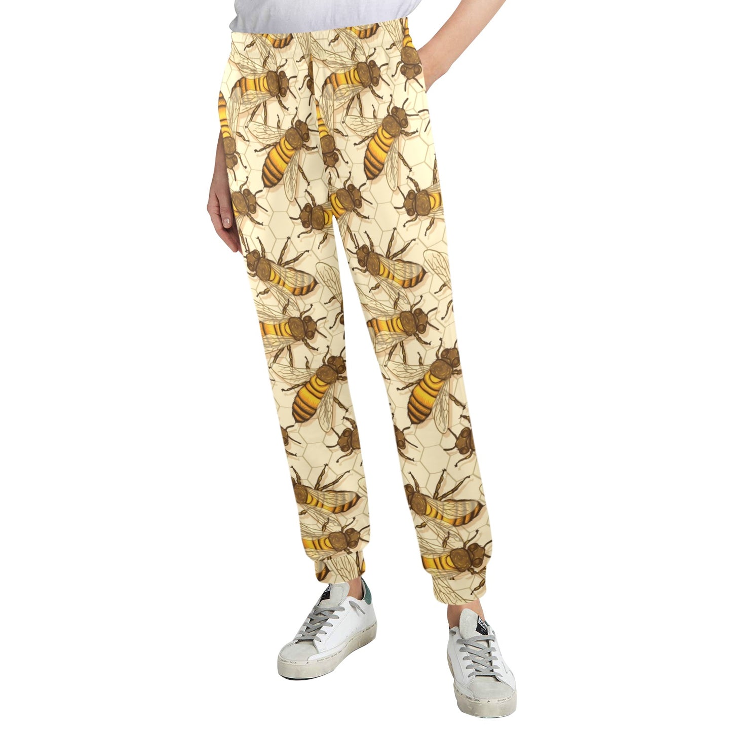 Bee Pattern Print Design BEE05 Women's Casual Track Pants