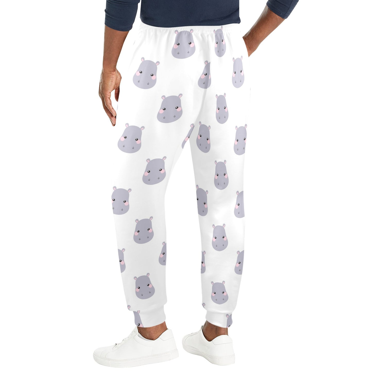 Hippo Design Print Pattern JJ0350 Men's Casual Track Pants