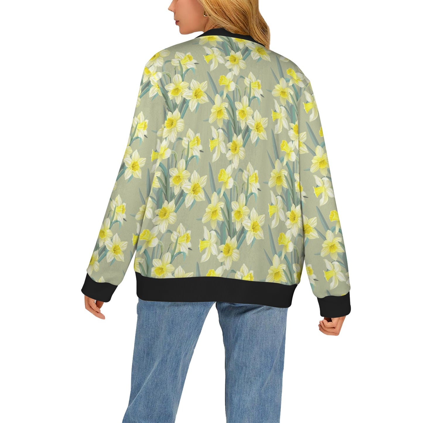 Daffodils Pattern Print Design DF01 Women's Cardigan