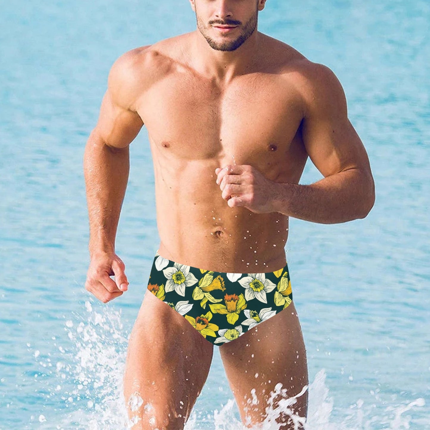 Daffodils Pattern Print Design DF02 Men's Swimming Briefs