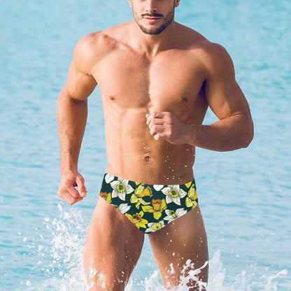 Daffodils Pattern Print Design DF02 Men's Swimming Briefs