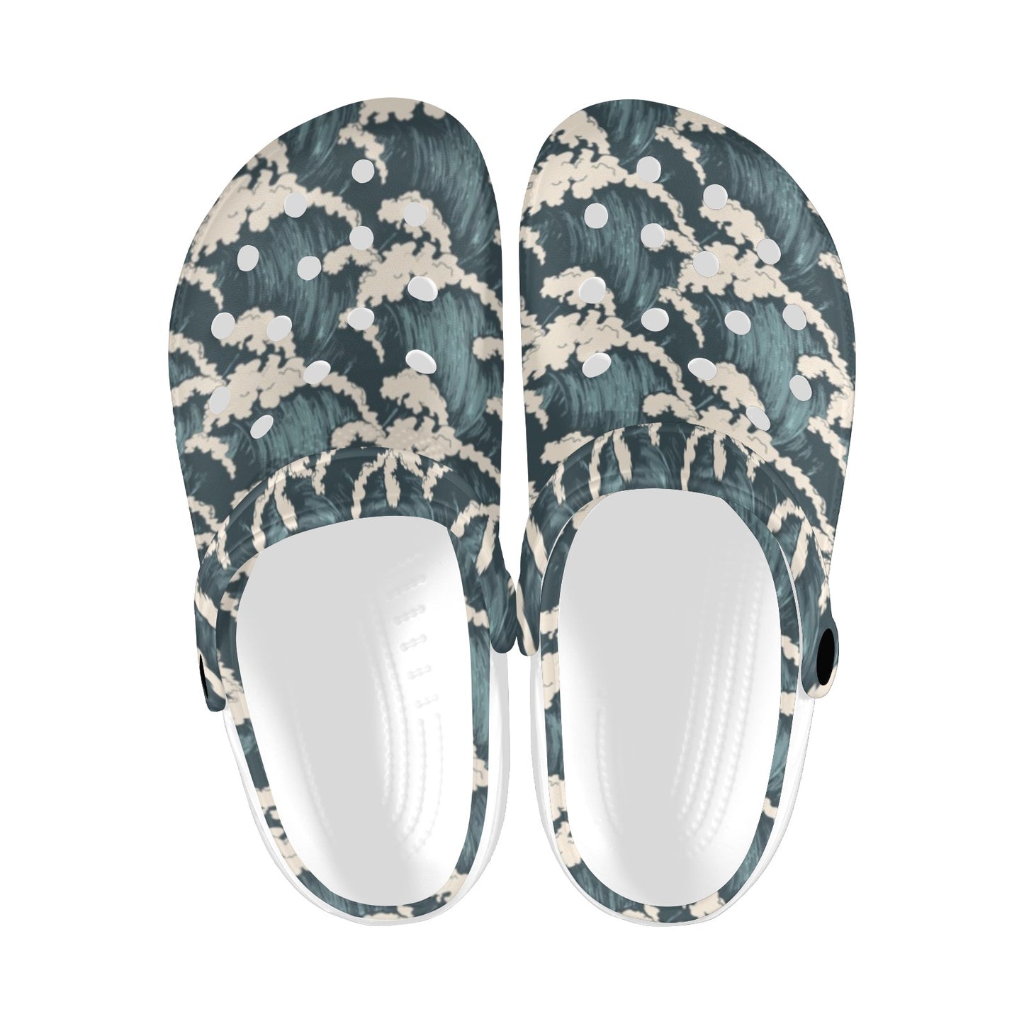 Wave Art Print Unisex Clogs Shoes