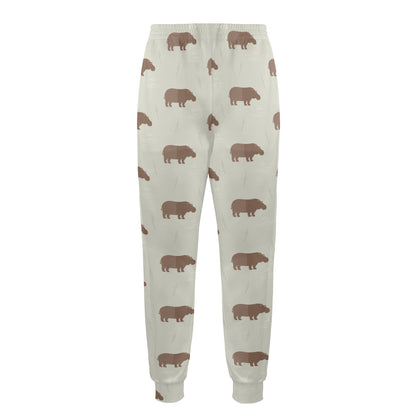 Hippo Design Print Pattern JJ0349 Men's Casual Track Pants