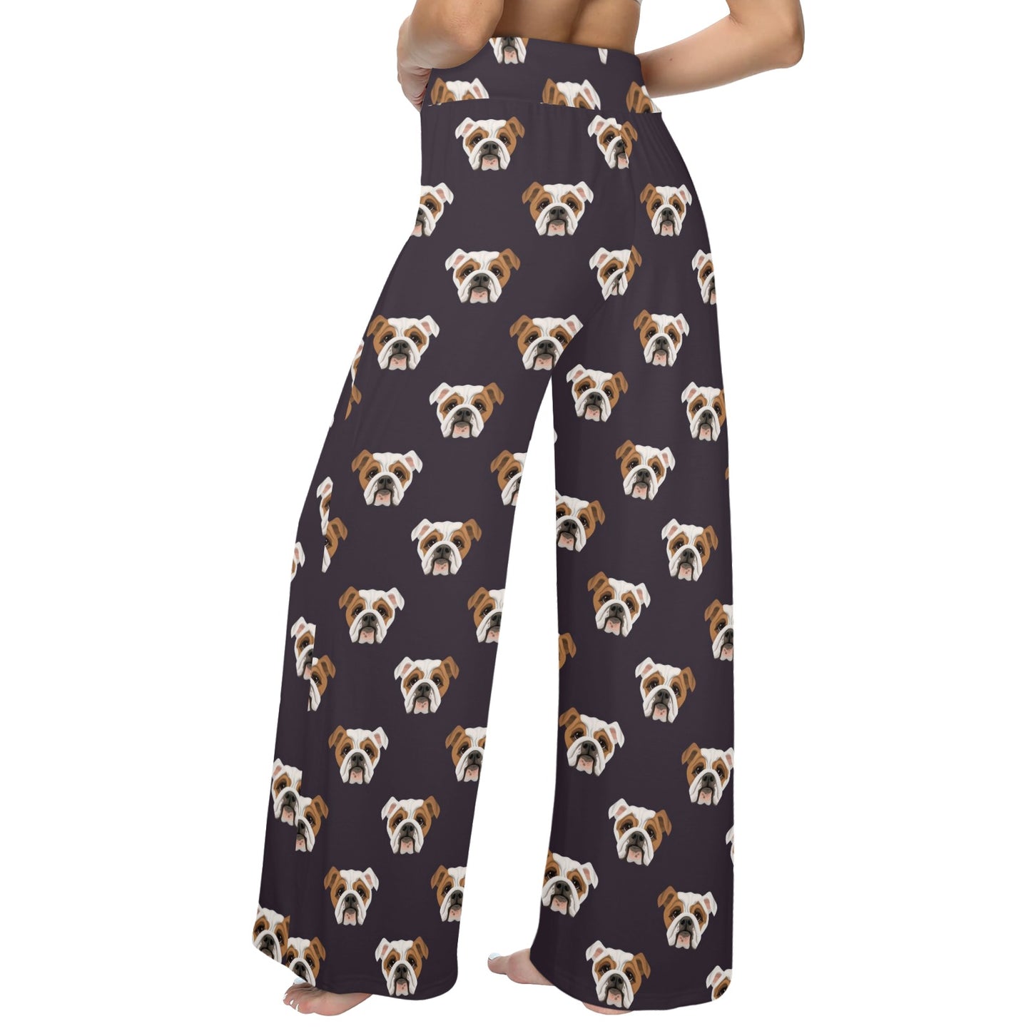Bulldogs Pattern Print Design 03 Women's Wide Leg Lounge Pants
