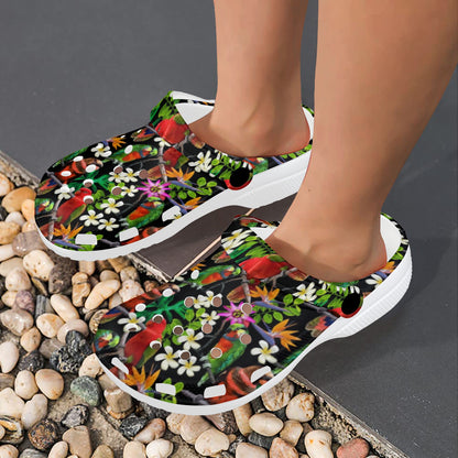Parrot Design Print Unisex Clogs Shoes
