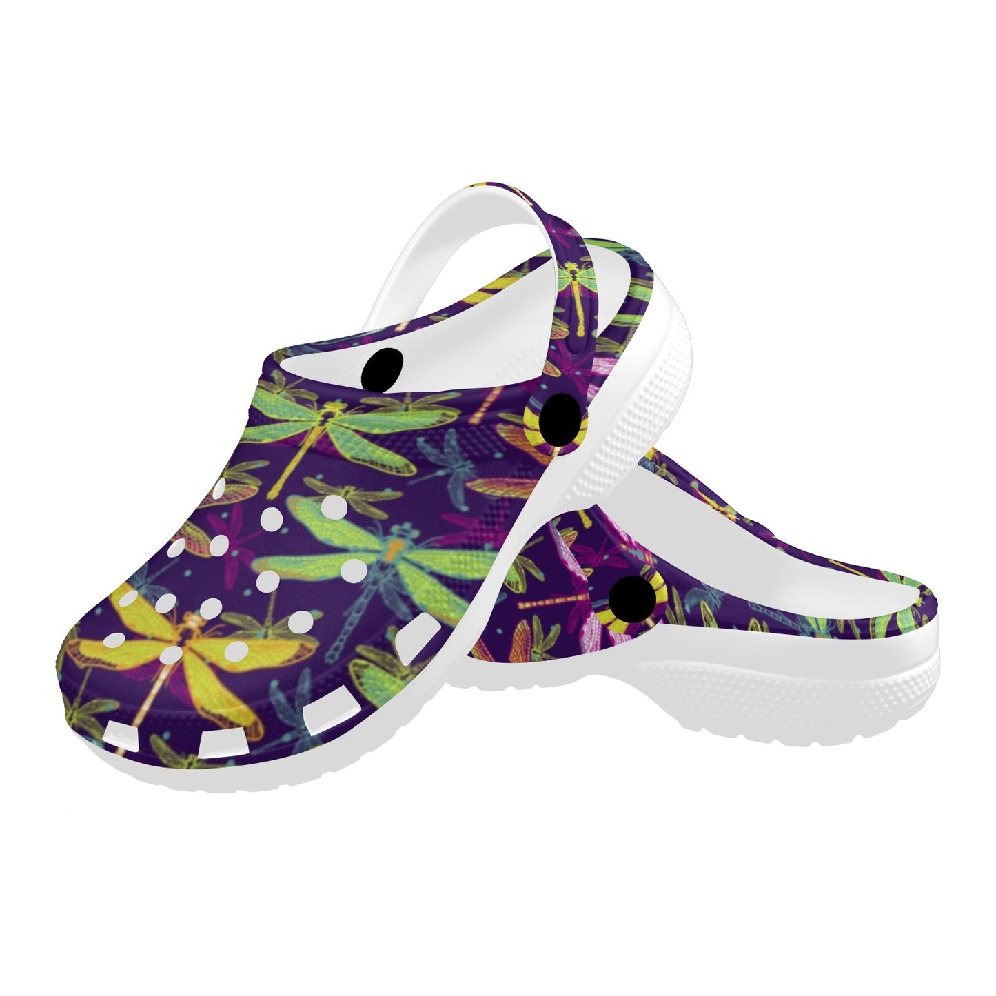 Dragonfly Neon Color Print Pattern Unisex Clogs Shoes