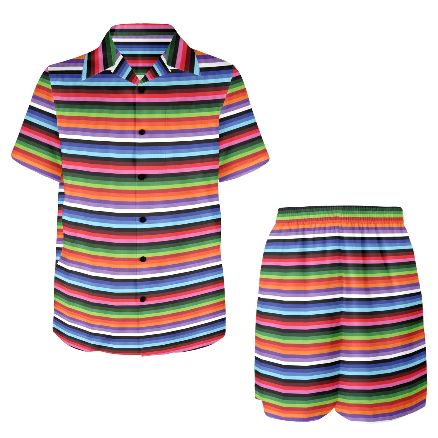 Serape Design Men's Beach Shirt and Shorts Set