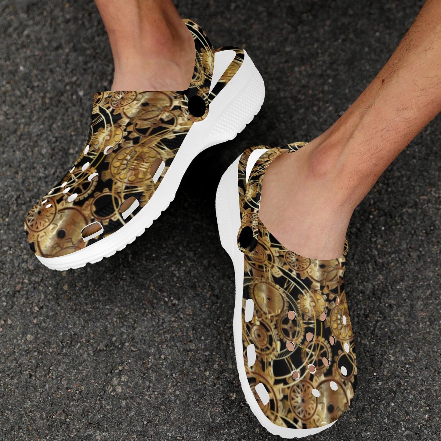 Steampunk Gear Design Themed Print Unisex Clogs Shoes