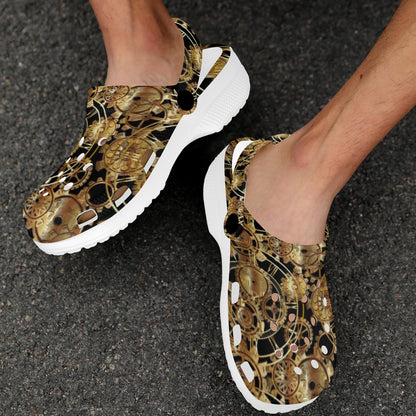 Steampunk Gear Design Themed Print Unisex Clogs Shoes
