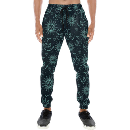 Sun Moon Magic Design Themed Print Men's Sweatpants