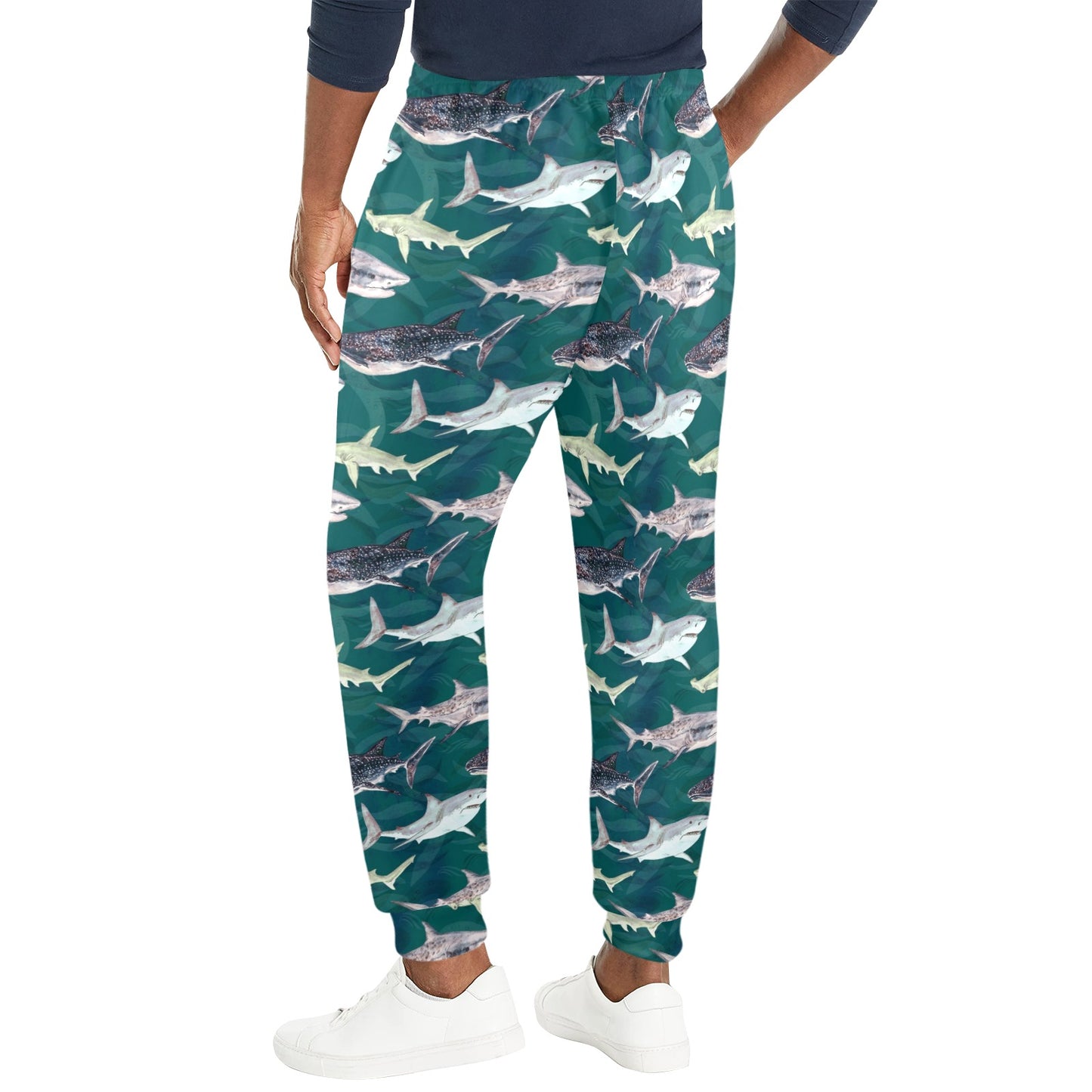 Shark Style Print Men's Casual Track Pants