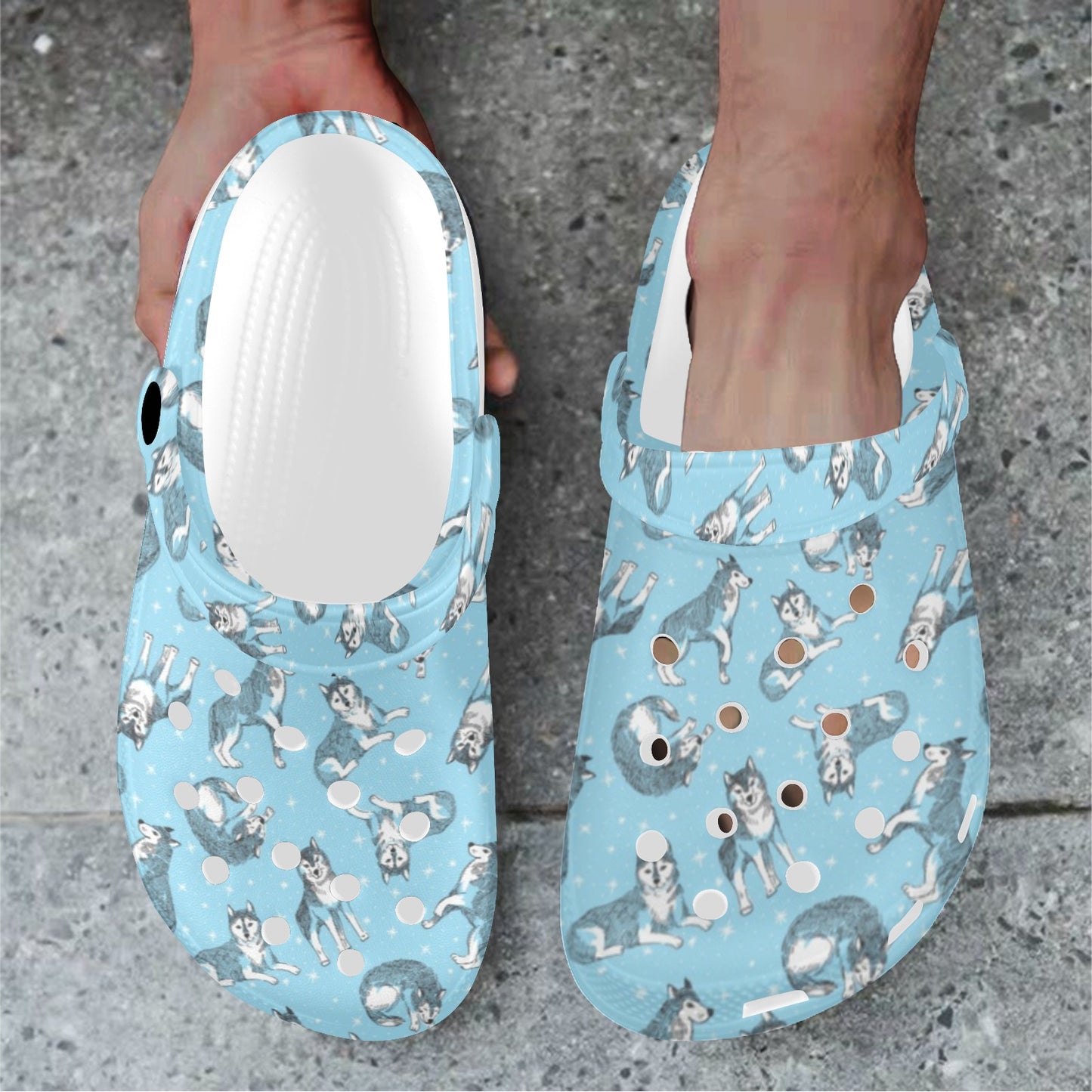 Wolf Design Print Pattern Unisex Clogs Shoes