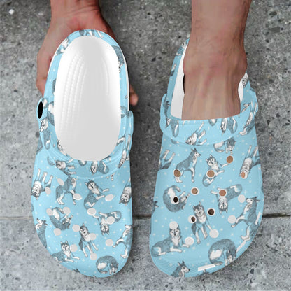 Wolf Design Print Pattern Unisex Clogs Shoes
