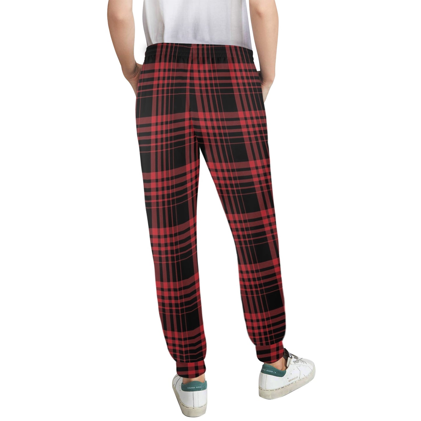 Tartan Red Black Print Design LKS303 Women's Casual Track Pants