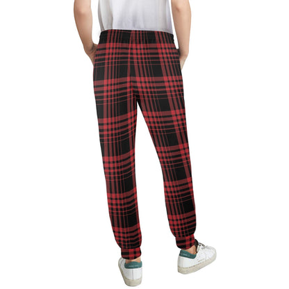 Tartan Red Black Print Design LKS303 Women's Casual Track Pants