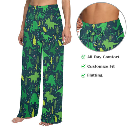 dinosaur Design Print Pattern JJ0100 Women's Wide Leg Lounge Pants