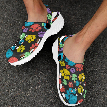 Paw Colorful Print Unisex Clogs Shoes