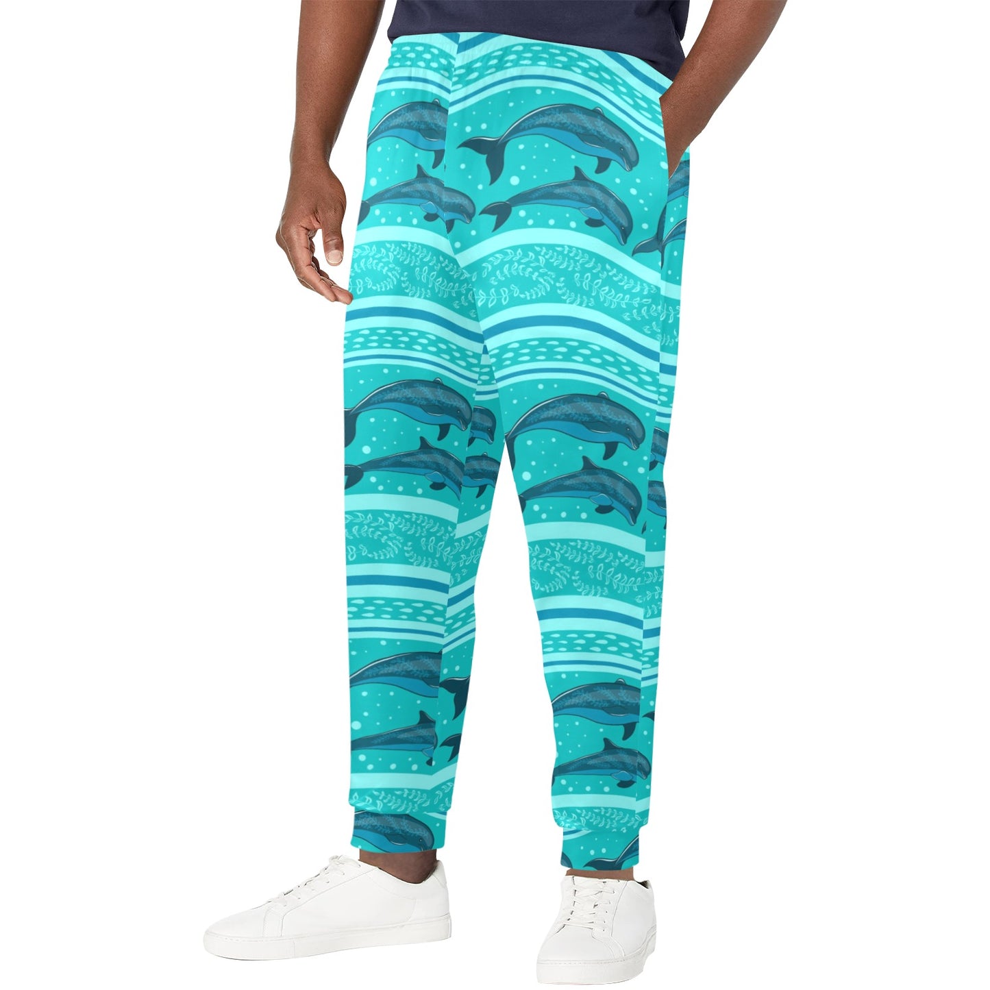 Dolphin Pattern Shower Curtain Men's Casual Track Pants