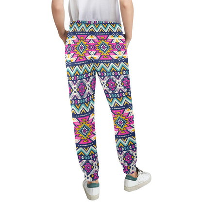 Aztec Pink Geometric Print Pattern Women's Casual Track Pants