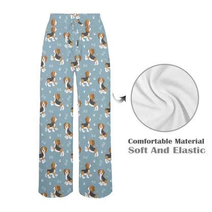 Beagle Pattern Print Design 02 Women's Wide Leg Lounge Pants