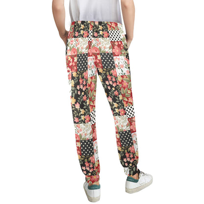 Patchwork Flower Pattern Print Design 03 Women's Casual Track Pants