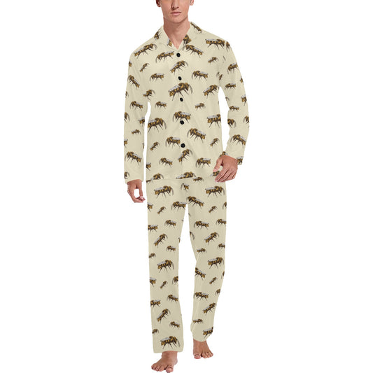 Bee Print Design LKS306 Men's Long Pajama Set