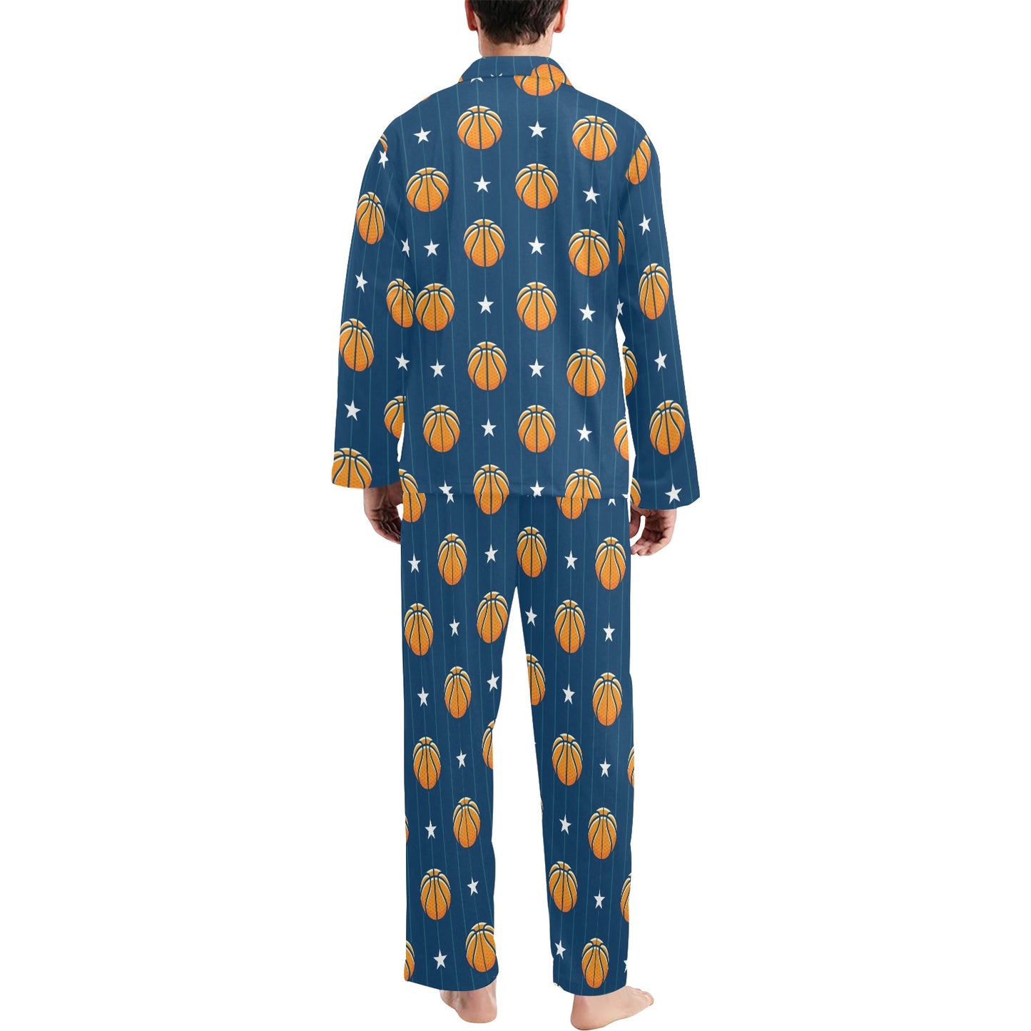 Basketball Star Print Pattern Men's Long Pajama Set