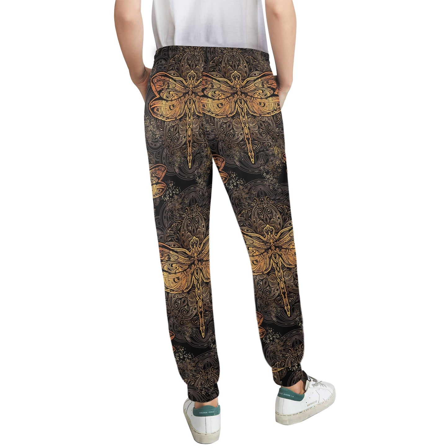 Gold Dragonfly Mandala Women's Casual Track Pants