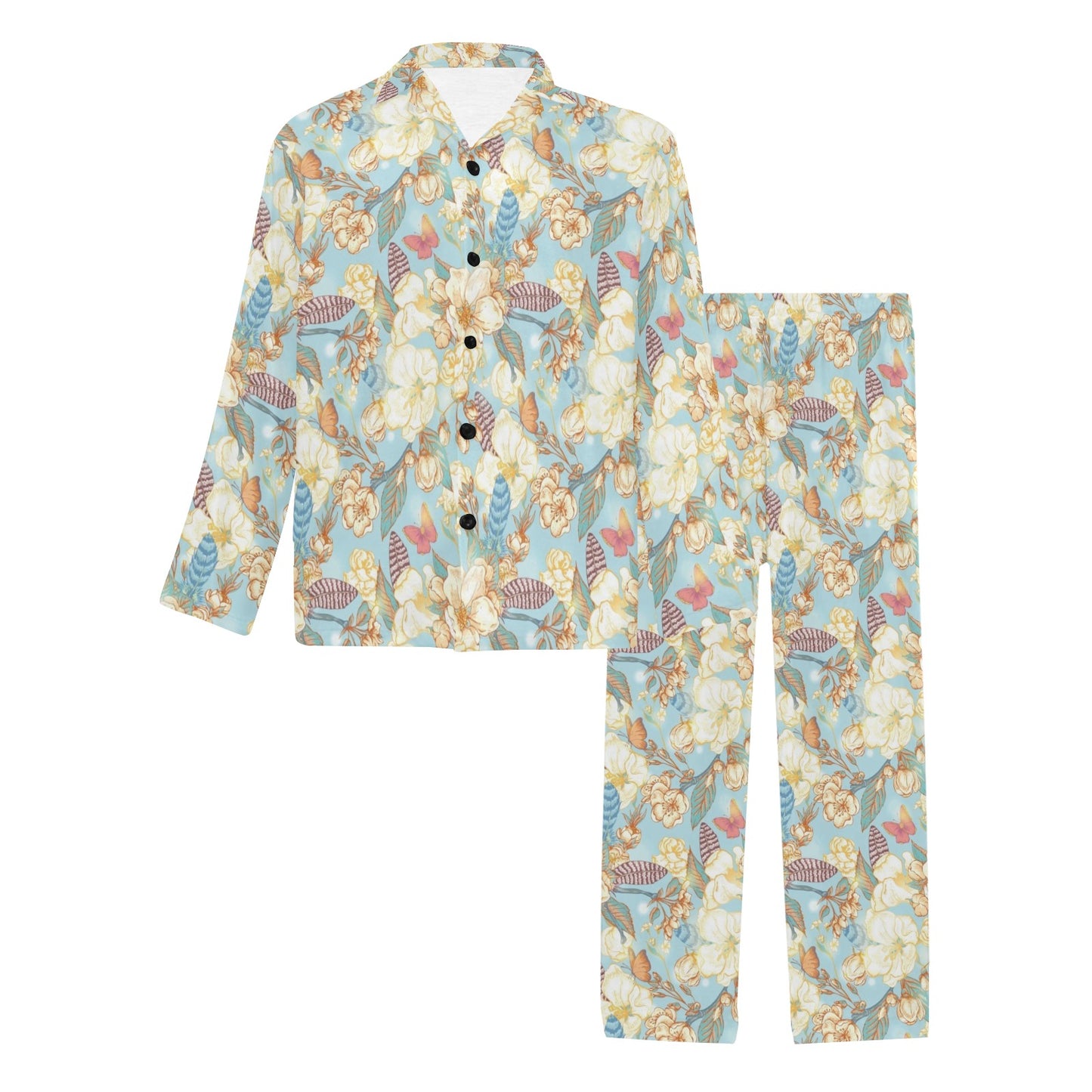 Summer Floral Print Design LKS302 Men's Long Pajama Set