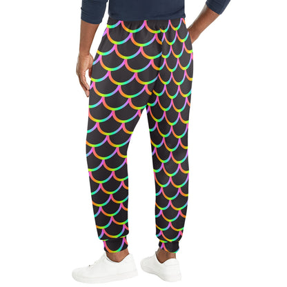 Mermaid Tail Rainbow Design Print Men's Casual Track Pants