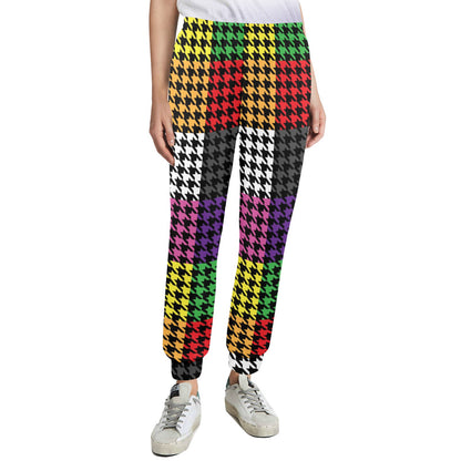 Houndstooth Colorful Pattern Print Design 01 Women's Casual Track Pants