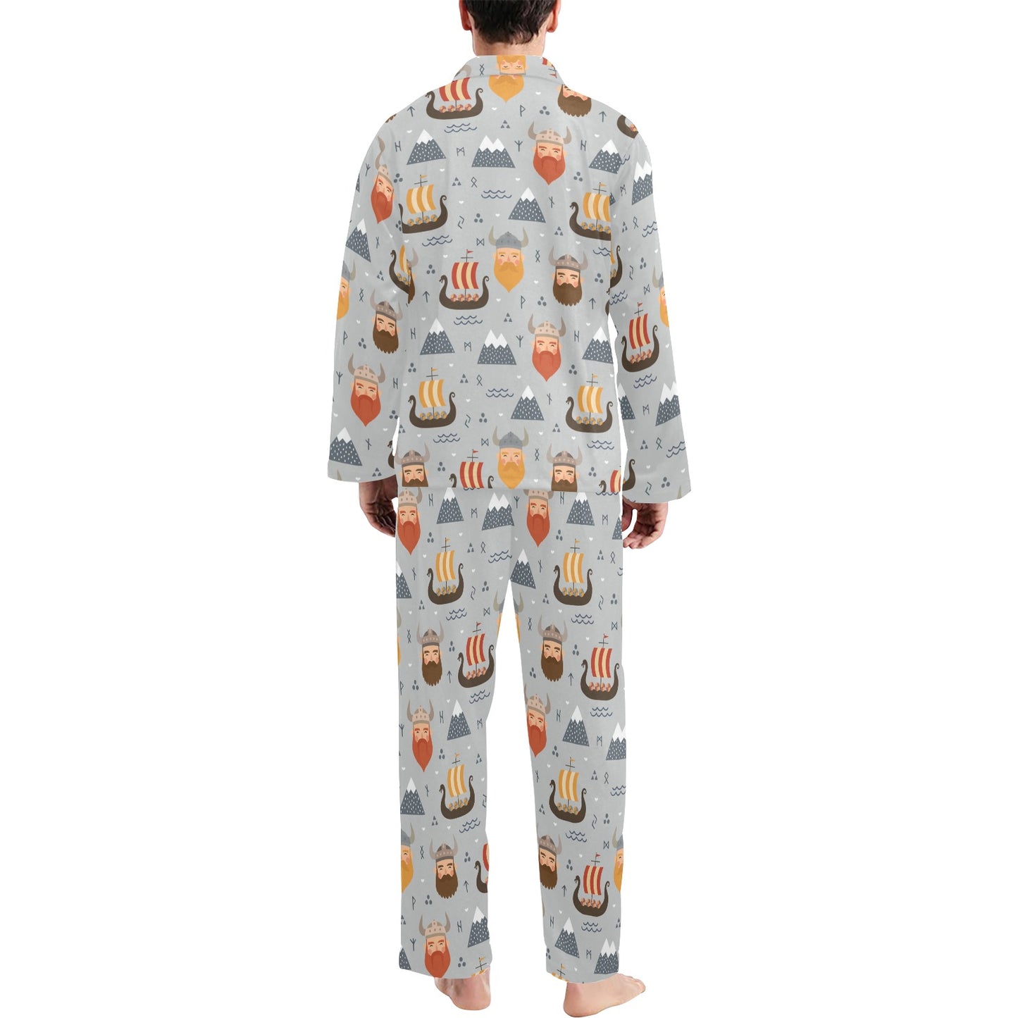 Vikings Print Design LKS307 Men's Long Pajama Set