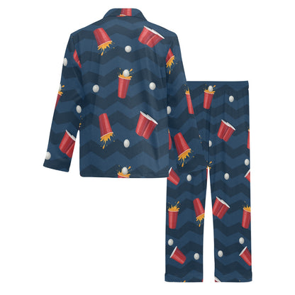 Beer Pong Pattern Print Design 01 Men's Long Pajama Set