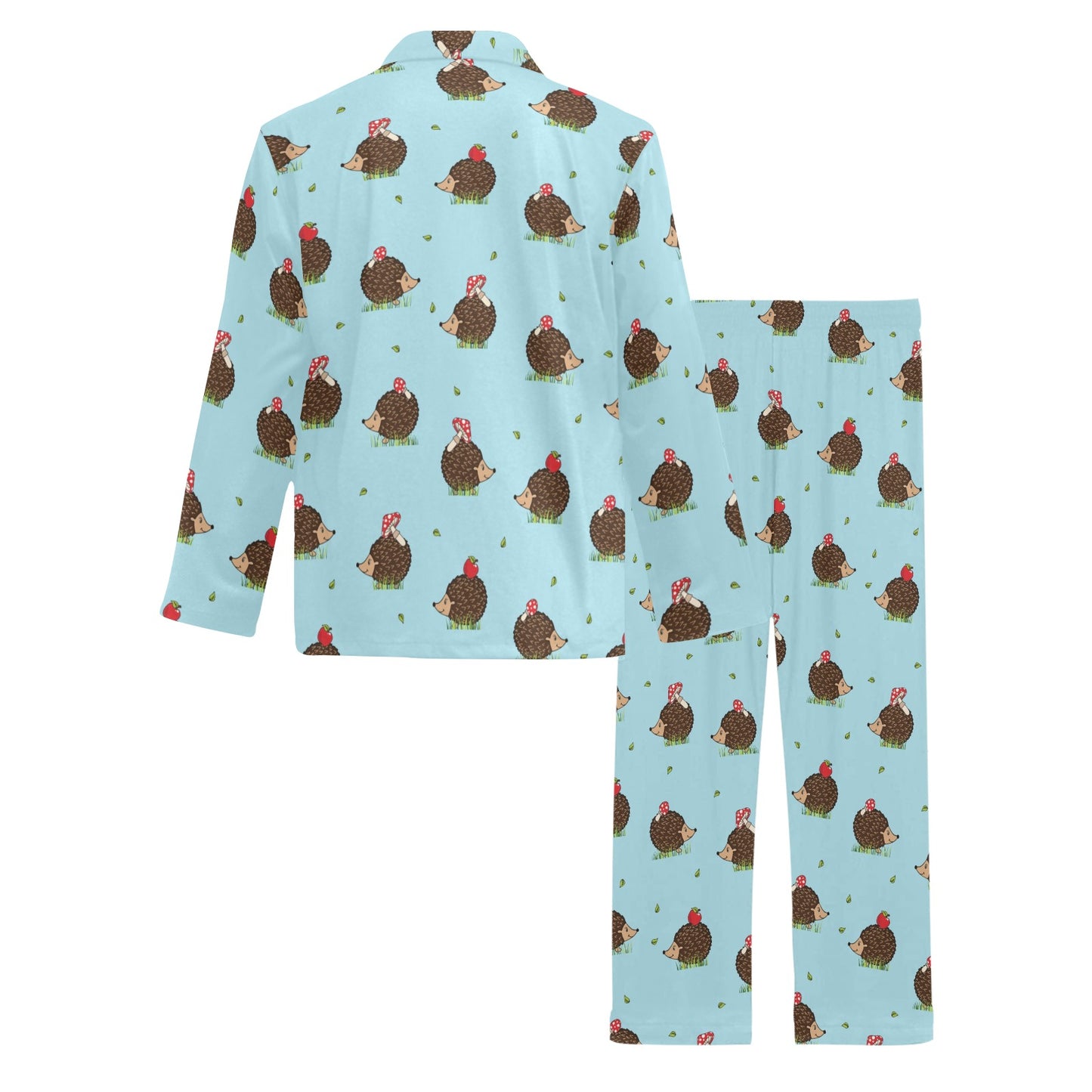 Hedgehog Print Design LKS402 Men's Long Pajama Set