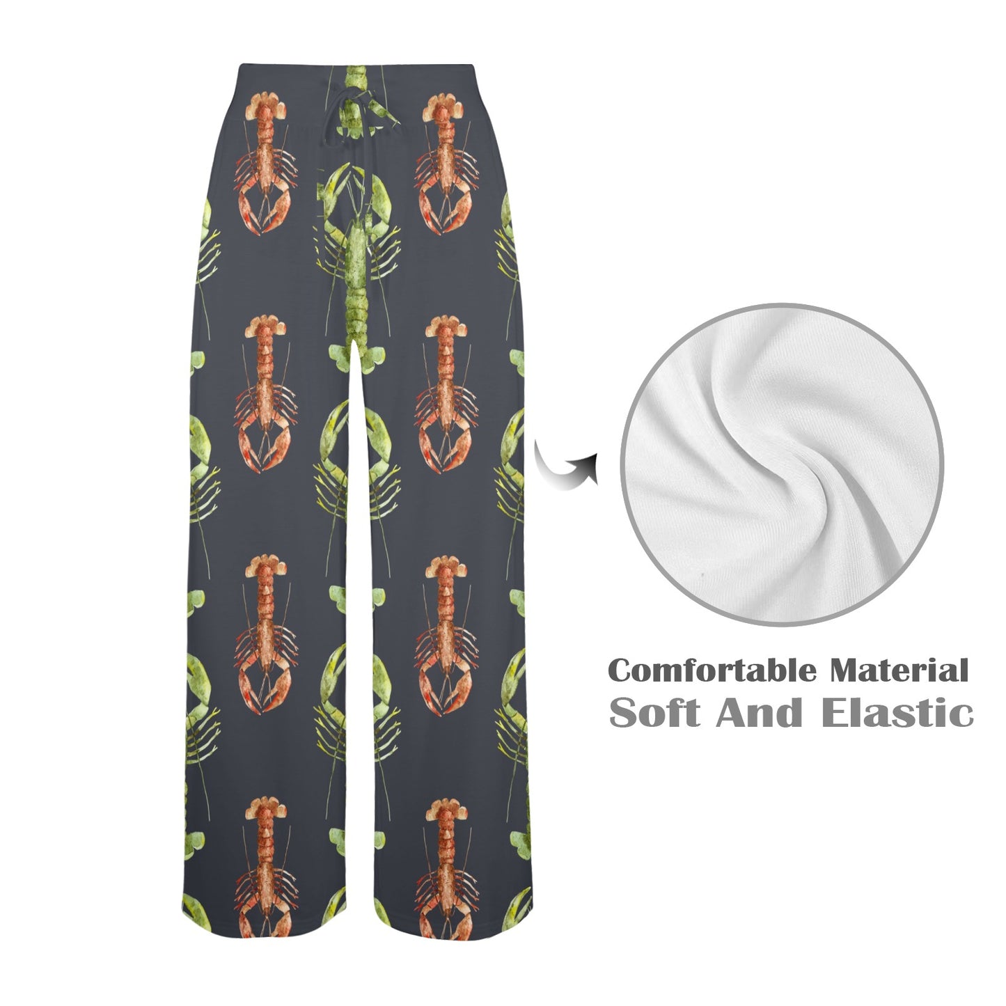 Lobster Pattern Print Design 01 Women's Wide Leg Lounge Pants