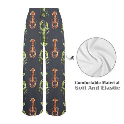 Lobster Pattern Print Design 01 Women's Wide Leg Lounge Pants