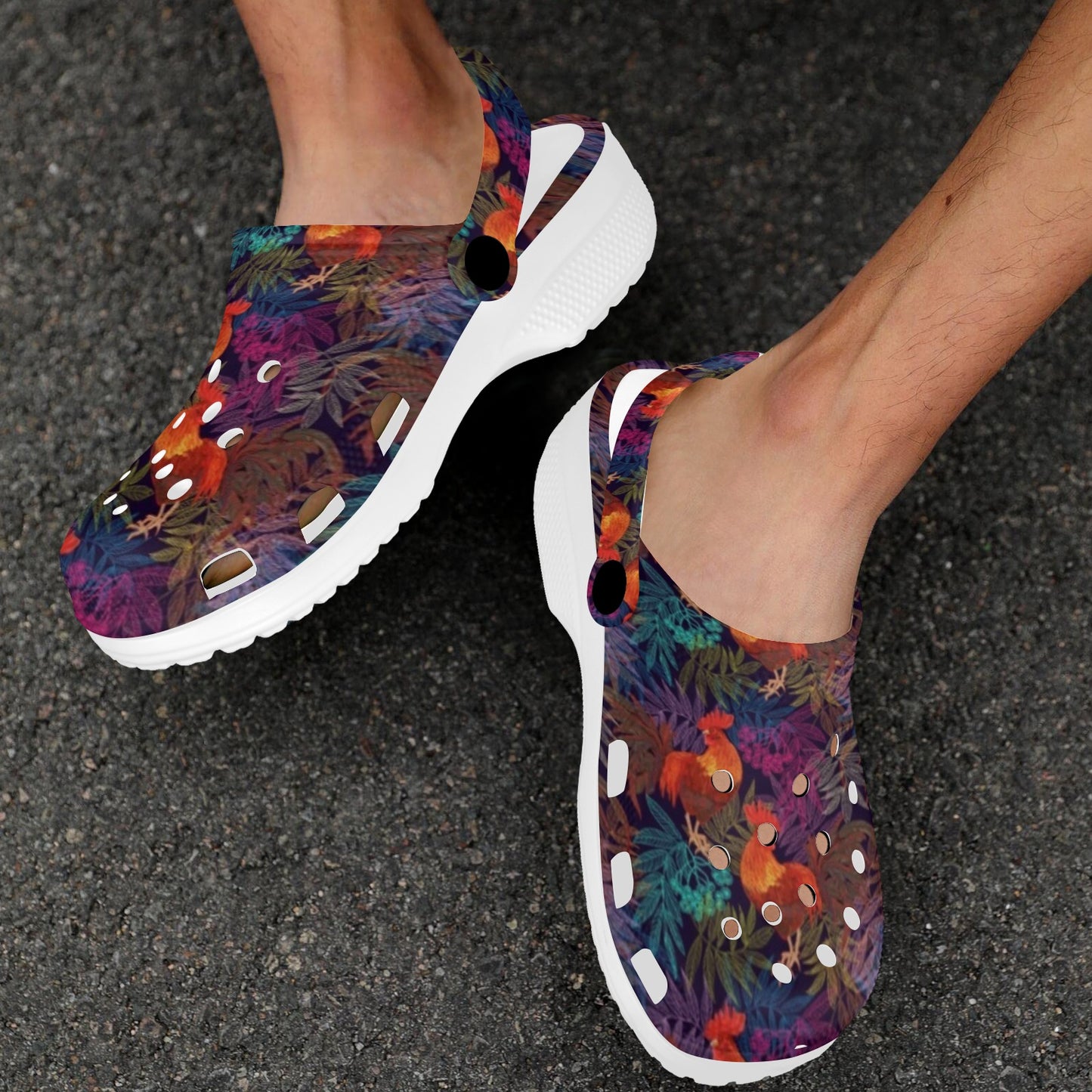 Rooster Print Style Unisex Clogs Shoes